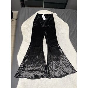 New Outrageous Fortune Womens Black Flared Polyester Pants Size 4 Pull On